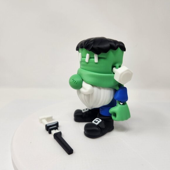 Frankenstein Gnome w/Wrench 3D Printed Articulated Flexi Factory Figure 4.5" (h) - Picture 4 of 7